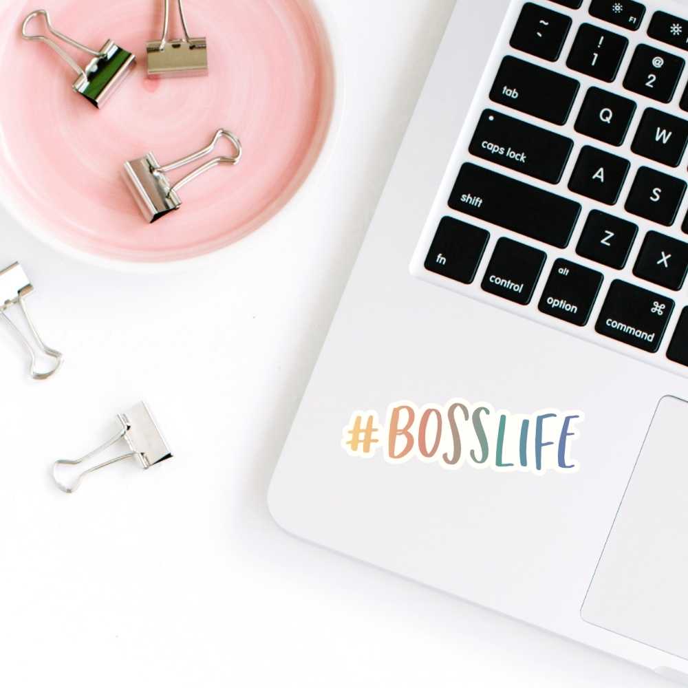 Boss Life Sticker on laptop by Heather Piazza Personal Brand Coach