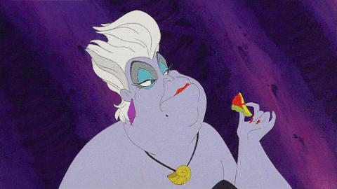 boost your confidence ursula putting on lipstick in the little mermaid